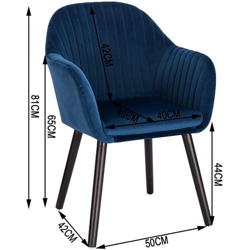 Fauteuil Lounge Chaise De Salle à Manger Velours Et Bois Bleu 19_0000193