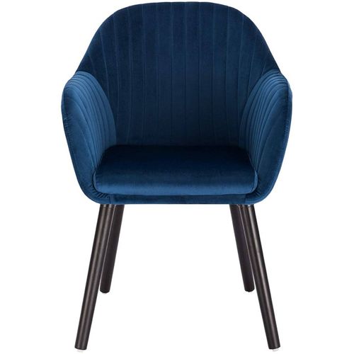 Fauteuil Lounge Chaise De Salle à Manger Velours Et Bois Bleu 19_0000193