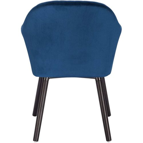 Fauteuil Lounge Chaise De Salle à Manger Velours Et Bois Bleu 19_0000193