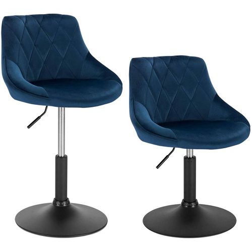 Lot De 2 Tabourets De Bar En Velours Bleu 19_0000248
