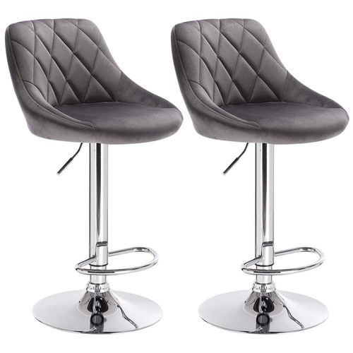 Tabouret De Bar En Velours Lot De 2 Pièces Gris Foncé 19_0000395