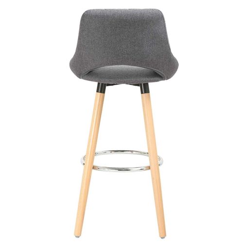 Tabouret De Bar En Lin Avec Dossier Et Repose-pieds, Lot De 2 Pièces Gris Foncé 19_00