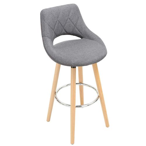 Tabouret De Bar En Lin Avec Dossier Et Repose-pieds, Lot De 2 Pièces Gris Foncé 19_00