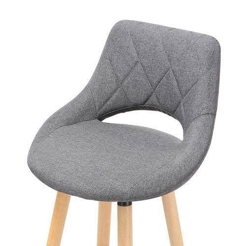 Tabouret De Bar En Lin Avec Dossier Et Repose-pieds, Lot De 2 Pièces Gris Foncé 19_00