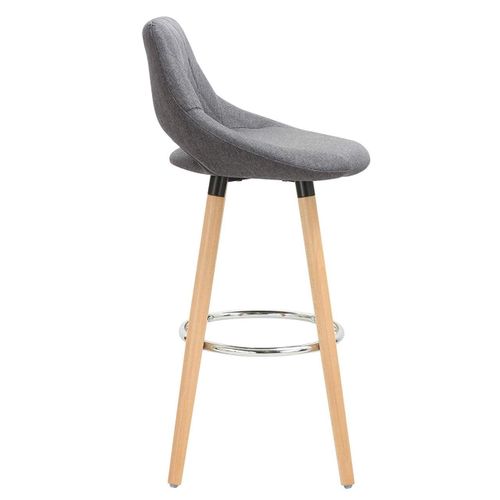 Tabouret De Bar En Lin Avec Dossier Et Repose-pieds, Lot De 2 Pièces Gris Foncé 19_00