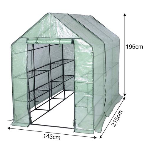 Serre Avec Étagères Blanches 143x215x195 Cm 19_0000968