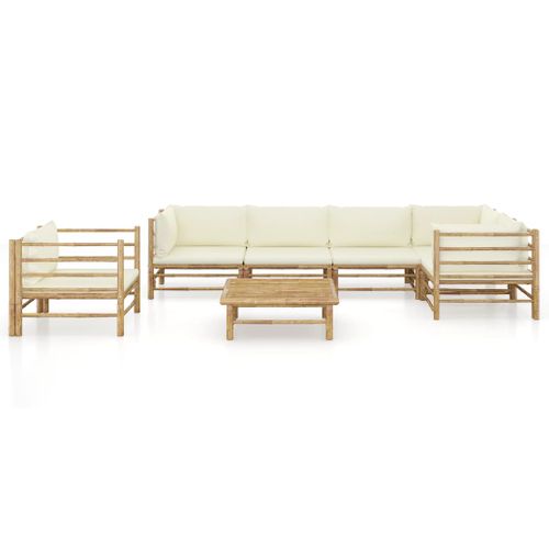 Salon De Jardin Meuble D'extérieur Ensemble De Mobilier 7 Pièces Avec Coussins Blanc