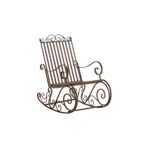 Chaise Fauteuil à Bascule Rocking Chair Pour Jardin En Fer Marron Vieilli Mdj10101