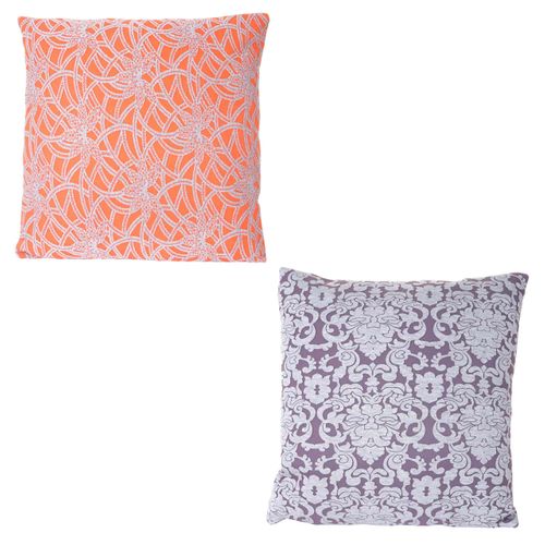 Ensemble De 2 Oreillers Déco Baroques Fleurs Canapé Coussins Avec Remplissage 45x45cm 04_0002971