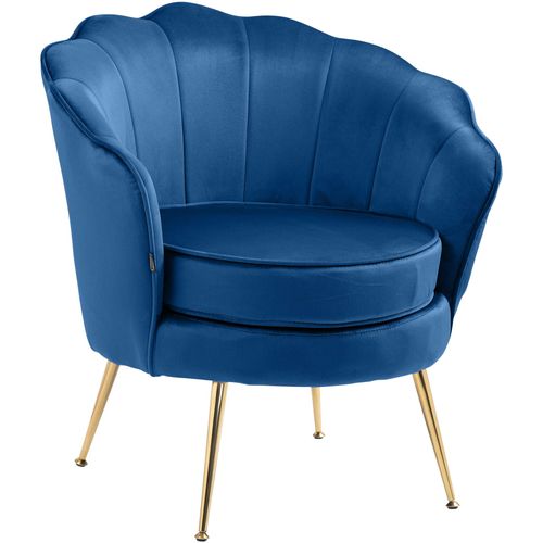Fauteuil Lounge Chaise De Chaise Rembourrée Avec Coutures Décoratives Revêtement En Velours Bleu E