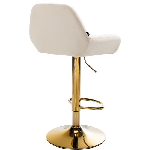 Lot De 2 Tabourets De Bar Repose-pieds Intégré Revêtement Velours Crème Structure En Métal Doré Td