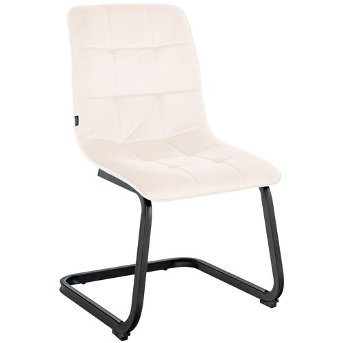 Chaise De Salle à Manger X1 Housse En Velours Matelassé Crème Et Cadre En Métal Noir Cds101150