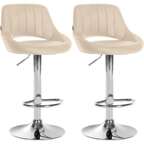 Lot De 2 Tabourets De Bar Avec Repose-pieds En Forme D'arc Assise En Simili Crème