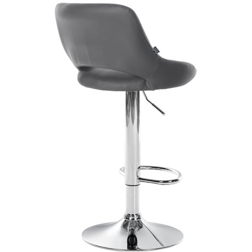Lot De 2 Tabourets De Bar Avec Repose-pieds En Forme D'arc Assise En Simili Gris Cadre En Méta