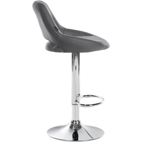 Lot De 2 Tabourets De Bar Avec Repose-pieds En Forme D'arc Assise En Simili Gris Cadre En Méta