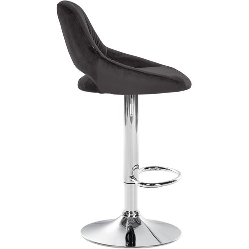 Lot De 2 Tabourets De Bar Avec Repose-pieds En Forme D'arc Assise En Tissu Noir Cadre En Métal Tdb