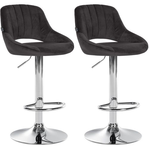 Lot De 2 Tabourets De Bar Avec Repose-pieds En Forme D'arc Assise En Tissu Noir Cadre En Métal Tdb