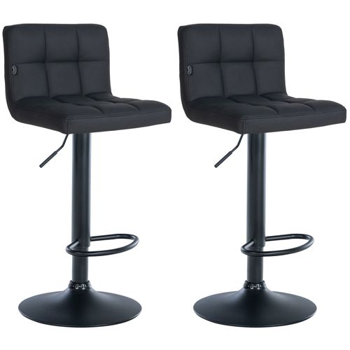 Set De 2 Tabourets De Bar Réglable En Hauteur Avec Couture Décorative Assise En Simili Noir