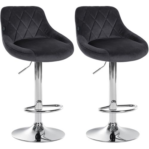 Set De 2 Tabourets De Bar Coutures Décoratives Losanges Assise En Velours Gris Foncé