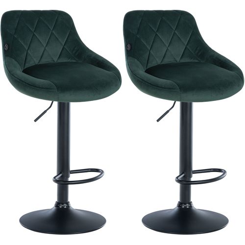 Set De 2 Tabourets De Bar Coutures Décoratives Losanges Assise En Velours Vert Foncé Et Cadre