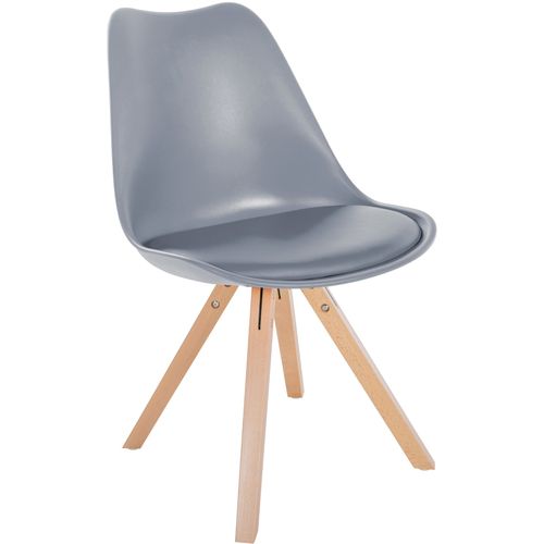 Chaise De Salle à Manger X1 Style Scandinave Assise En Plastique Gris Et Pieds Carrés En Bois Clai