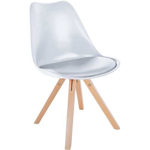 Chaise De Salle à Manger X1 Style Scandinave Assise En Plastique Blanc Et Pieds Carrés En Bois Cla