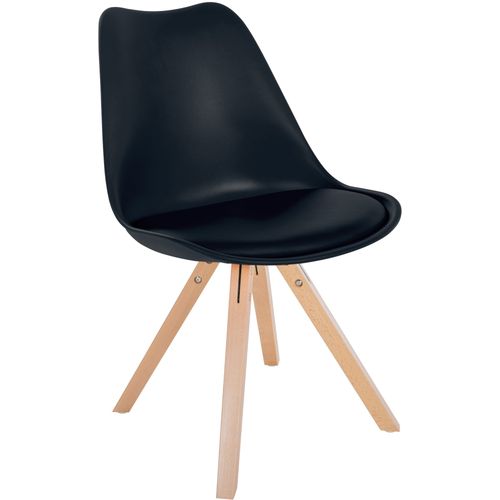 Chaise De Salle à Manger X1 Style Scandinave En Plastique Noir Pieds En Bois Clair 10_0001459