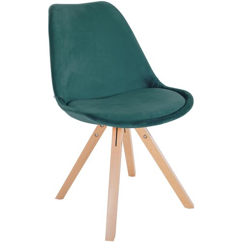 Chaise De Salle à Manger X1 Style Scandinave En Velours Vert Pieds En Bois Clair 10_0001469