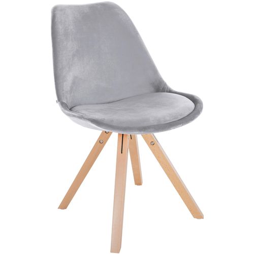 Chaise De Salle à Manger X1 Style Scandinave En Velours Gris Clair Pieds En Bois Clair 10_0001474