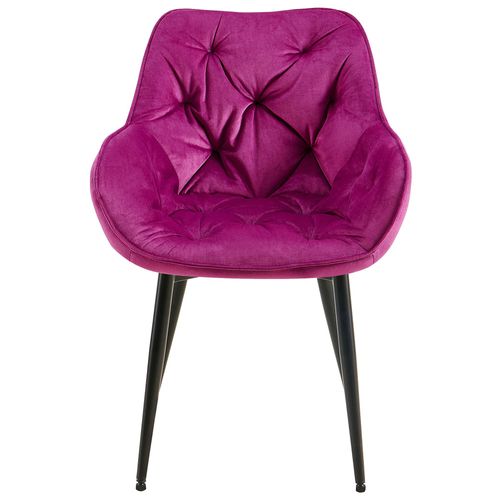 Chaise De Salle à Manger X1 Design Et Moderne Assise En Velours Violet Et Pieds En Métal Noir 10_0