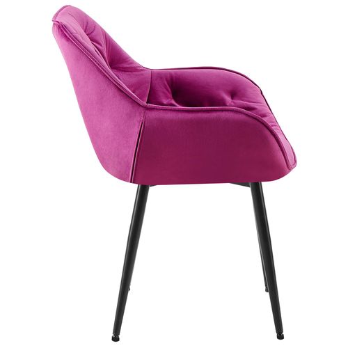 Chaise De Salle à Manger X1 Design Et Moderne Assise En Velours Violet Et Pieds En Métal Noir 10_0