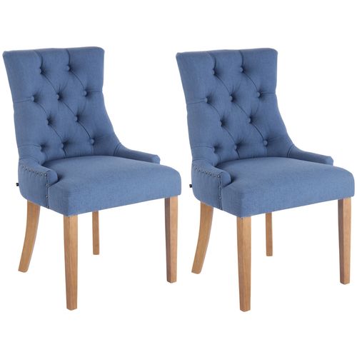 Lot De 2 Chaises De Salle à Manger Avec Boutons Décoratives Assise En Tissu Bleu 10_0001522