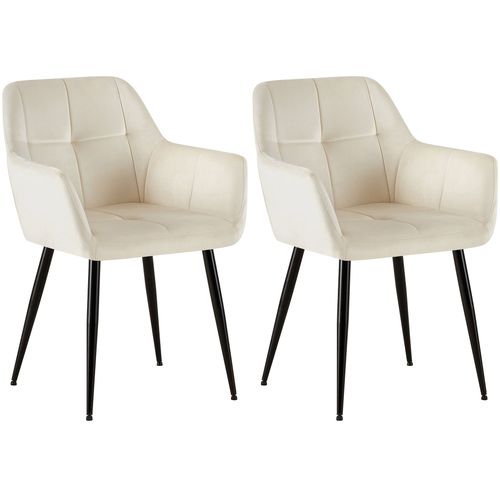 Lot De 2 Chaises De Salle à Manger Design Retro Coutures Décoratives En Carrées Assise En Velours