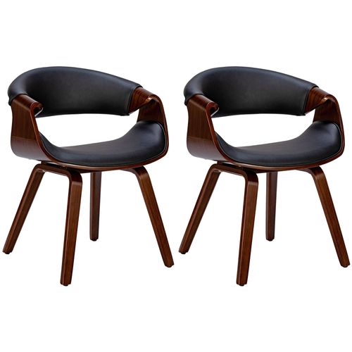 Lot De 2 Chaises De La Salle à Manger Design Retro En Structure En Bois Couleur Noyer Et Assise En