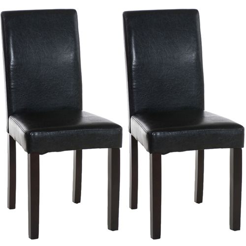 Lot De 2 Chaises De Salle à Manger Design Moderne En Pvc Noir Et Pieds En Bois Marron 10_0001542