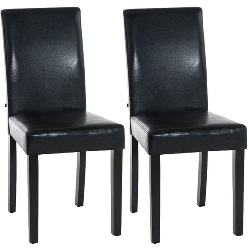 Lot De 2 Chaises De Salle à Manger Design Moderne En Pvc Noir Et Pieds En Bois Noir 10_0001550