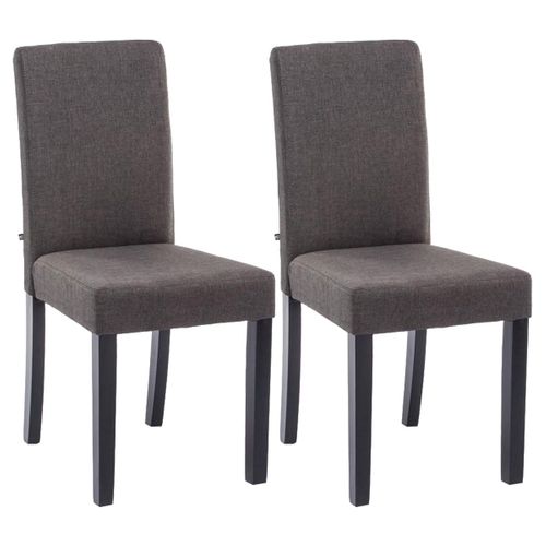 Lot De 2 Chaises De Salle à Manger Design Moderne En Tissu Gris Foncé Et Pieds En Bois Noir 10_000