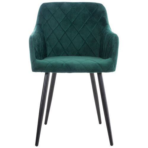 Lot De 2 Chaises De Salle à Manger Coutures En Losanges Style Retro Chic En Tissu Velours Vert