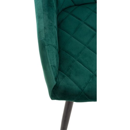 Lot De 2 Chaises De Salle à Manger Coutures En Losanges Style Retro Chic En Tissu Velours Vert