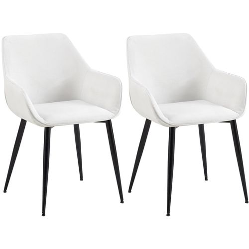 Set De 2 Chaises De Salle à Manger Avec Accoudoirs Design Moderne Et Confortable En Tissu Crème Et