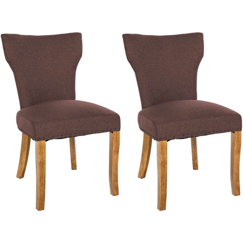 Set De 2 Chaises De Salle à Manger Boutons Décoratifs En Tissu Couleur Marron Et Pieds En Bois 10_