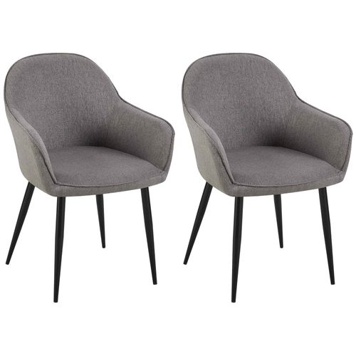 Set De 2 Chaises De Salle à Manger Avec Accoudoirs Design Moderne Et Confortable En Tissu Gris Fon