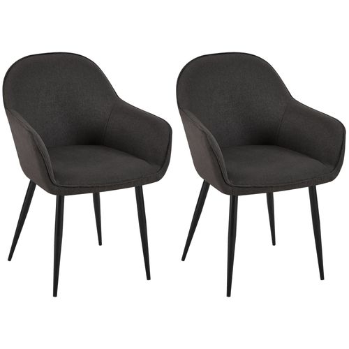 Set De 2 Chaises De Salle à Manger Avec Accoudoirs Design Moderne Et Confortable En Tissu Noir Et