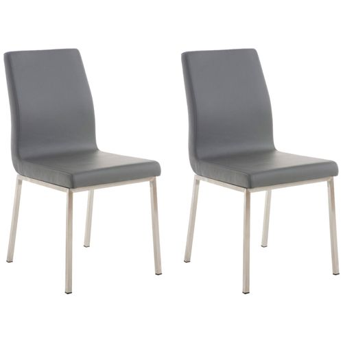 Lot De 2 Chaises De Salle à Manger Style Épuré En Pvc Gris Et Acier Inoxydable 10_0001610