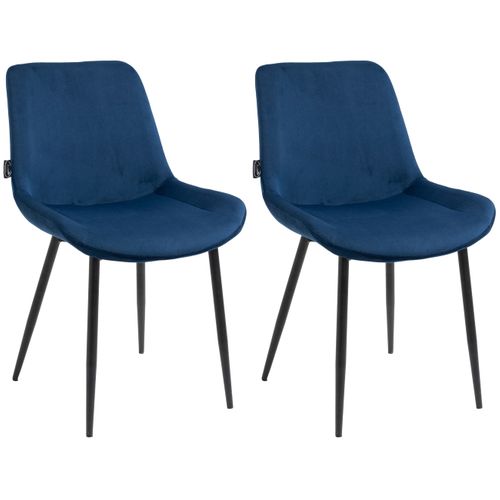 Set De 2 Chaises De Salle à Manger Design Moderne Assise En Velours Bleu Et Pieds En Métal Noir 10