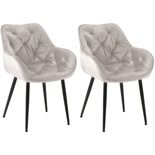 Lot De 2 Chaises De Salle à Manger Design Et Moderne Assise En Velours Gris Et Pieds En Métal Noir