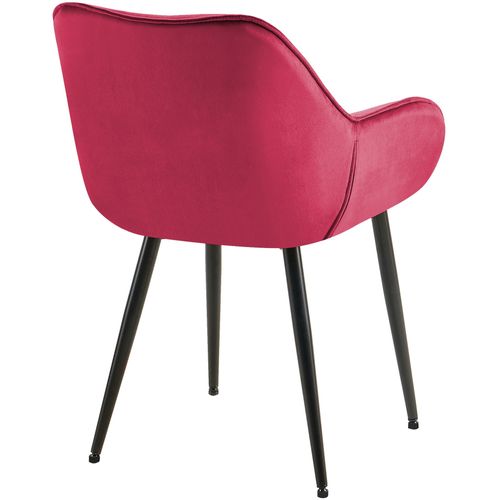 Lot De 2 Chaises De Salle à Manger Design Et Moderne Assise En Velours Rouge Et Pieds En Métal