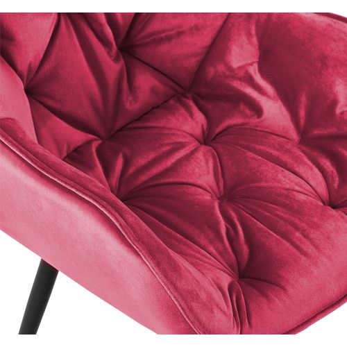 Lot De 2 Chaises De Salle à Manger Design Et Moderne Assise En Velours Rouge Et Pieds En Métal