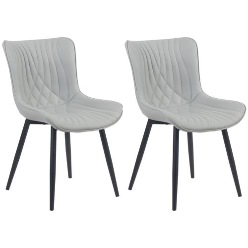Set De 2 Chaises De Salle à Manger Design Moderne En Pvc Gris Et Métal Noir 10_0001672