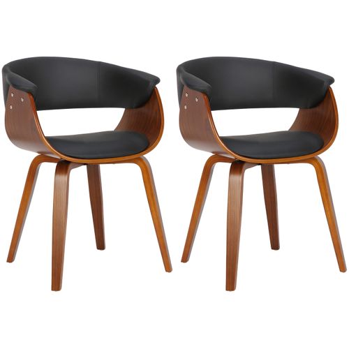Lot De 2 Chaises De La Salle à Manger Design Retro En Structure En Bois Marron Et Assise En Pvc No
